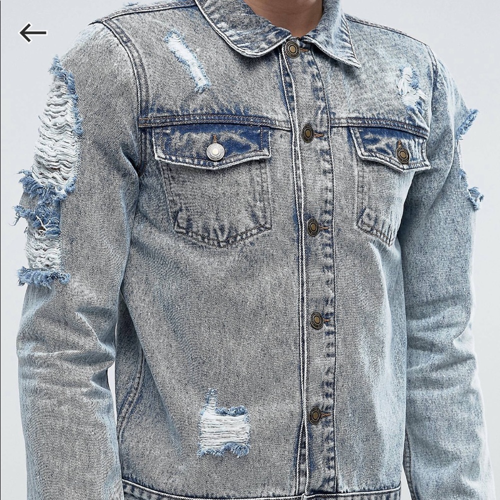 Brave Soul Destroyed Acid Wash Denim Jacket
